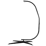 KOMFOTTEU Hängemattengestell, Hängesessel Rahmen Eiesn mit Hake, Freistehender Hängesitzständer stabil & sicher, Max Belastung 150 kg, C Ständer für Hängesessel im Innenbereich, Patio, Garten