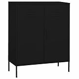 JUNZAI Lagerschrank, Beistellschrank, Sideboard, Schlafzimmer Kommode, Wohnzimmer Möbel, Schrank Schlafzimmer, Anrichte, Flur Schrank, Schwarz 80x35x101,5 cm Stahl