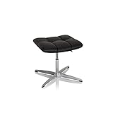 hjh OFFICE 671007 Retro Hocker SARANTO PU Schwarz Home-Office Sitzhocker Polsterhocker, höhenverstellbar