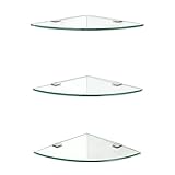 YZJSSL 24/28CM Glas-Eckregale, Wandregal, Eckregal An Der Wand Für Badezimmer-Schlafzimmer-Büro Mit Regalstützen-3 Packs||28cm