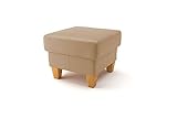 CAVADORE Stauraum-Hocker Ammerland / Polsterhocker im Landhaus-Stil mit Stauraum unter dem Deckel / 101 x 84 x 93 / Leder Beige