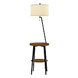 Stehlampe mit USB aus Venner-Holz und Eisen in Braun und Schwarz. Geeignet for Schlafzimmer, Wohnzimmer, Büro