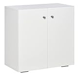 HOMCOM Aufbewahrungsschrank Mehrzweckschrank Kleiderschrank Wäscheschrank Kommode mit Fächer Türen Spanplatte Weiß 70 x 39 x 70 cm