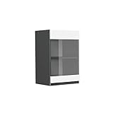 Vicco Glashängeschrank Küchenschrank Küchenmöbel R-Line J-Shape 40 cm modern (Anthrazit-Weiß)