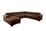 Stylefy Wohnlandschaft Sylt U-Form mit Ottomane Rechts - Sofa (HxBxL): 85x260x320 cm - Strukturstoff Preston Braun