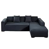 Jin Le Couch Cover L Form Sektional Sofa Abdeckung Sofa Slipcover Möbel Schutz Couch Slipcover für L-Form Sofa Weiche Stretch Slipcover mit 2pcs Kissenbezüge (3 Sitzer und 3 Sitzer, Dunkelgrau)