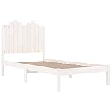 Tidyard Massivholzbett mit Latten Bettrahmen Seniorenbett Holzbett Einzelbett Balkenbett Komfortbett Futonbett Jugendbett Landhausbett Gästebett Betten Bett Weiß Kiefer 90x200 cm