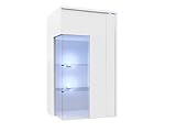 Mirjan24 Hängevitrine Marokko 50/100 MR07, LED Beleuchtung, Vitrinenschrank, Dekorative Vitrine, Glasvitrine, Stauraumvitrine Hochschrank, Wohnzimmer Highboard Schrank (Weiß/Weiß Hochglanz, Rechts)