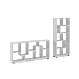 Skraut Home - Designregal - 161 x 69 x 25 cm - Vertikales oder horizontales Bücherregal - Zick-Zack-Modell - Einfache Montage - Sehr widerstandsfähig - Weißes Holz