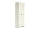 Woodkings® 2-türiger Kleiderschrank Catana Massivholz Pinie Creme weiß, Flurschrank, Flurmöbel, Dielenschrank, Holzschrank Landhaus Boho Vintage