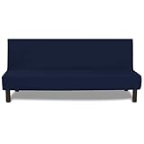 FIGOOO Sofabezug ohne Armlehnen 3 Sitzer Elastisch Sofa Überzug Armloser Waschbar Sofaüberwurf Sofahusse Schonbezug für Clic Clac Couchbezug ohne Armlehne,Marineblau