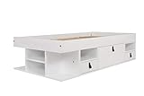 Funktionsbett Bali 90x190 Weiss - Schrankbett mit viel Stauraum u. Schubladen, optimal für kleine Schlafzimmer - Bett mit Aufbewahrung aus MDF Weiss lackiert, Schubladenbett inkl. Lattenrost…