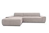 DOMO Collection Florencia Ecksofa, L-Form, Eckcouch, Sofa, Couch, Polstermöbel, Taupe, 195 x 306 cm