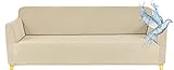 Sofabezug 3 Sitzer Wasserdicht, Sofahusse Elastisch Universal, Sofa Cover Stretch 3 Sitzer (180-220 cm) Beige