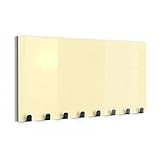 DEQORI Wandgarderobe Glas & Metall | Unifarben - Beige | 60x30 cm | Design Haken-Leiste modern | Garderoben-Paneel für Flur, Wohnzimmer & Schlafzimmer | magnetisch & beschreibbar