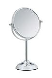 WENKO Kosmetikspiegel Globo - Standspiegel, 1000 % Vergrößerung, Stahl, 18.5 x 29.5 x 11 cm, Chrom