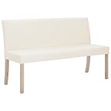vidaXL Sitzbank mit Rückenlehne 139,5cm Polsterbank Esszimmerbank Wartebank Bank Lederbank Küchenbank Essbank Flurbank Wohnzimmer Cremeweiß Kunstleder