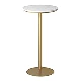 Marmor-Hochtischbar, hoher Cocktailtisch für die Bar im Familienempfangsraum, Marmorplatte mit Metallsockel für Wohnzimmer und Pub-Lounge, Höhe 75 cm, 95 cm, 105 cm