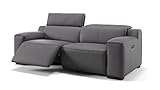 sofanella - Leder 3-Sitzer Sofa Loreto in Grau M: 220 x 104 cm