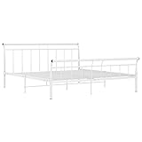 Tidyard Bettgestell Bett Metallbett Schlafzimmerbett Ehebett Bettrahmen Jugendbett Doppelbett Lattenrost Schlafzimmermöbel Gästebett 200 x 200 cm (B x L) pulverbeschichtetes Metall Weiß