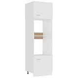 vidaXL Mikrowellenumbauschrank Küchenschrank Küche Hochschrank Küchenmöbel Küchenzeile für Backofen Mikrowelle Weiß 60x57x207cm Holzwerkstoff