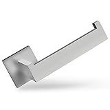 ECENCE Toilettenpapierhalter - Eckiges Design - aus rostfreiem Edelstahl 304 gebürstet - offene Halterung - Kein Abrutschen der Rolle - WC-Rollenhalter + Montagematerial - Leichter Rollenwechsel
