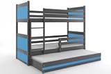 Bett Triple Rico für Kinder 160 x 80 graphit/blau + Matratzen gratis