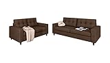 Stylefy Polstergarnitur Linn - Sofagarnitur 3-Sitzer Sofa (HxBxL): 83x90x212 cm, 2-Sitzer Sofa (HxBxL): 83x90x155 cm - Velours Soro Braun