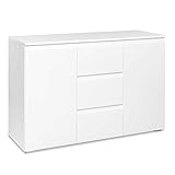 Kommode - Sideboard (B/H/T: 120 x 80 x 40 cm) griffloses Design, weiß matt