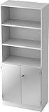 bümö® Office Regalschrank Kombi abschließbar für 5 Ordnerhöhen in Weiß/Silber