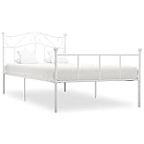 puraday Bettgestell Bett 208x97,5x95 cm mit Lattenroste Gästebett Bed Jugendbett Metallbett Einzelbett Bettrahmen Metallbettrahmen Tagesbett Bed Frame Familienbett Betten Weiß Metall