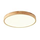 FairUo Deckenleuchten, Runder Log Led Ultradünne Massivholz Deckenlampe Schlafzimmer Lampe Runde Einfache Nordische Stil Balkon Lampe Dreifarbig Licht/40Cm