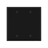 ENERLITES Doppel-Blanko-Gerät Metall-Wandplatte, korrosionsbeständig, Standardgröße 2-Gang, 11,4 x 11,6 cm, 430 Edelstahl, 7702-BM, schwarz matt