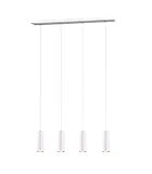 lightling modern Pendelleuchte Julie, 4-flammige Pendellampe, weiß matt Metall, Esszimmer Küche Wohnzimmer, 4 x GU10 max. 35W, ø 6 cm, höhenverstellbar max. 150 cm, Breite 75 cm