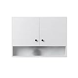 JRZTC Badezimmerschrank Massivholz Hängeschrank Spiegel Seitenschrank Aufbewahrung Seitenschrank