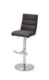 Robas Lund Barhocker Anthrazit Leder drehbar 360°, Barstuhl höhenverstellbar, Giulia B