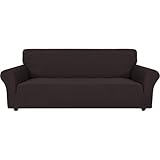 Ystyle Sofa überzug 3 Sitzer Mit Armlehne, Stretch Sofabezug rutschfest, Modern Sofa Cover Für Hunde Haustiere, Atmungsaktiv Couch überzug Mit Elastic Bottom, Kaffee