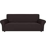 Ystyle Sofa überzug 3 Sitzer Mit Armlehne, Stretch Sofabezug rutschfest, Modern Sofa Cover Für Hunde Haustiere, Atmungsaktiv Couch überzug Mit Elastic Bottom, Kaffee