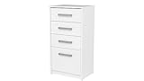 Home Collective Kommode weiß mit Vier Schubladen, Schlafzimmer Flur Nachttisch, Schrank, Sideboard, Highboard, Breite 45 cm Höhe 85cm