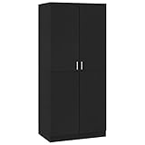 vidaXL Kleiderschrank mit 2 Türen Garderobenschrank Garderobe Schrank Dielenschrank Schlafzimmerschrank Schwarz 80x52x180cm Holzwerkstoff