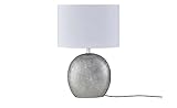 KHG | Moderne Tischlampe in Silber aus Keramik | Leuchtmittelfassung: E14 | Maße: 15,0cm x 37,0cm | Tischleuchte mit Stoffschirm in oval Glamour Tischleuchte