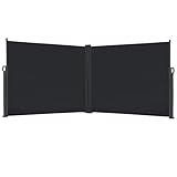 YRHome Doppel Seitenmarkise Ausziehbar 180 x 600 cm Sichtschutz Markise Blickdicht Windschutz Gartensichtschutz Seitenwandmarkise Sonnenschutz für Balkon Garten Terrasse Seitenrollo, Anthrazit