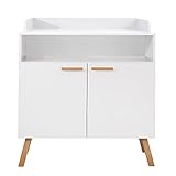 trendteam smart living Wickelkommode Kommode, Holz, Weiß, Buche massiv, 96 x 105 x 78 cm