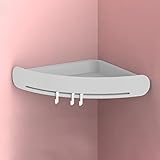 LIUZH Badezimmer-Regal Organizer Eckregal Aufbewahrungshalter Kunststoff Badezimmer Rack Saugnapf Dusche Wandhalter Shampoohalter (Farbe: Grau)