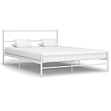 vidaXL Bettgestell Zeitloses Design Metallbett Bett Schlafzimmerbett Doppelbett Schlafzimmermöbel Ehebett Bettrahmen Weiß Metall 120x200cm