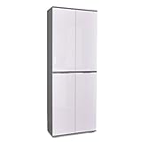 Ordnerschrank Aktenschrank B 80,2 cm x H 214,7 cm x T 35 cm Mehrzweckschrank Grau/Hochglanz Weiß, Aktenschrank groß Büromöbel