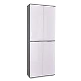 Ordnerschrank Aktenschrank B 80,2 cm x H 214,7 cm x T 35 cm Mehrzweckschrank Grau/Hochglanz Weiß, Aktenschrank groß Büromöbel