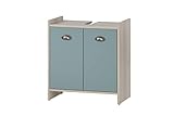 Schildmeyer Lindholm Waschbeckenunterschrank, Holzwerkstoff, Sandeiche Dekor/Taubenblau, 56,9 x 33 x 62,4 cm