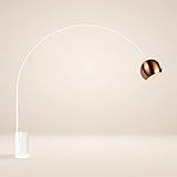 s.luce Ball Design-Bogenlampe Marmorfuß modern Bogenleuchte Stehlampe Stehleuchte, Schirm Kupfer, Basis Weiß