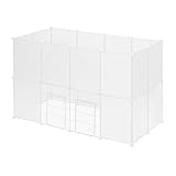 EUGAD Freilaufgehege für Kleintiere aus Kunststoff, Freigehege mit 12 Platten DIY, Kaninchen Hasen Welpen Meerschweinchen Gehege, rutschfestes Kleintiergehege für drinnen, BHT 145x95x75cm